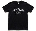 Camp More, Worry Less" Retro T-Shirt – Minimalist Mountain and Camping Graphic Tee