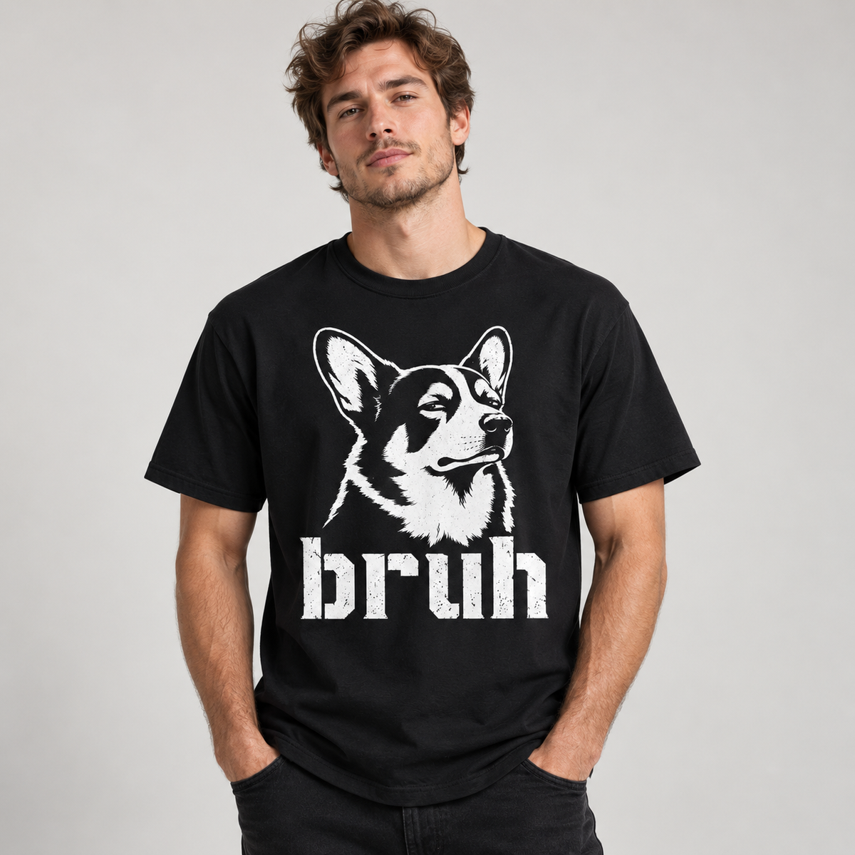 Funny Corgi Bruh T-Shirt Sarcastic Dog Lover Graphic Tee Funny Pet