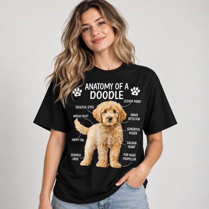 Anatomy of a Doodle T-Shirt Funny Doodle Dog Graphic Tee for Dog Lovers