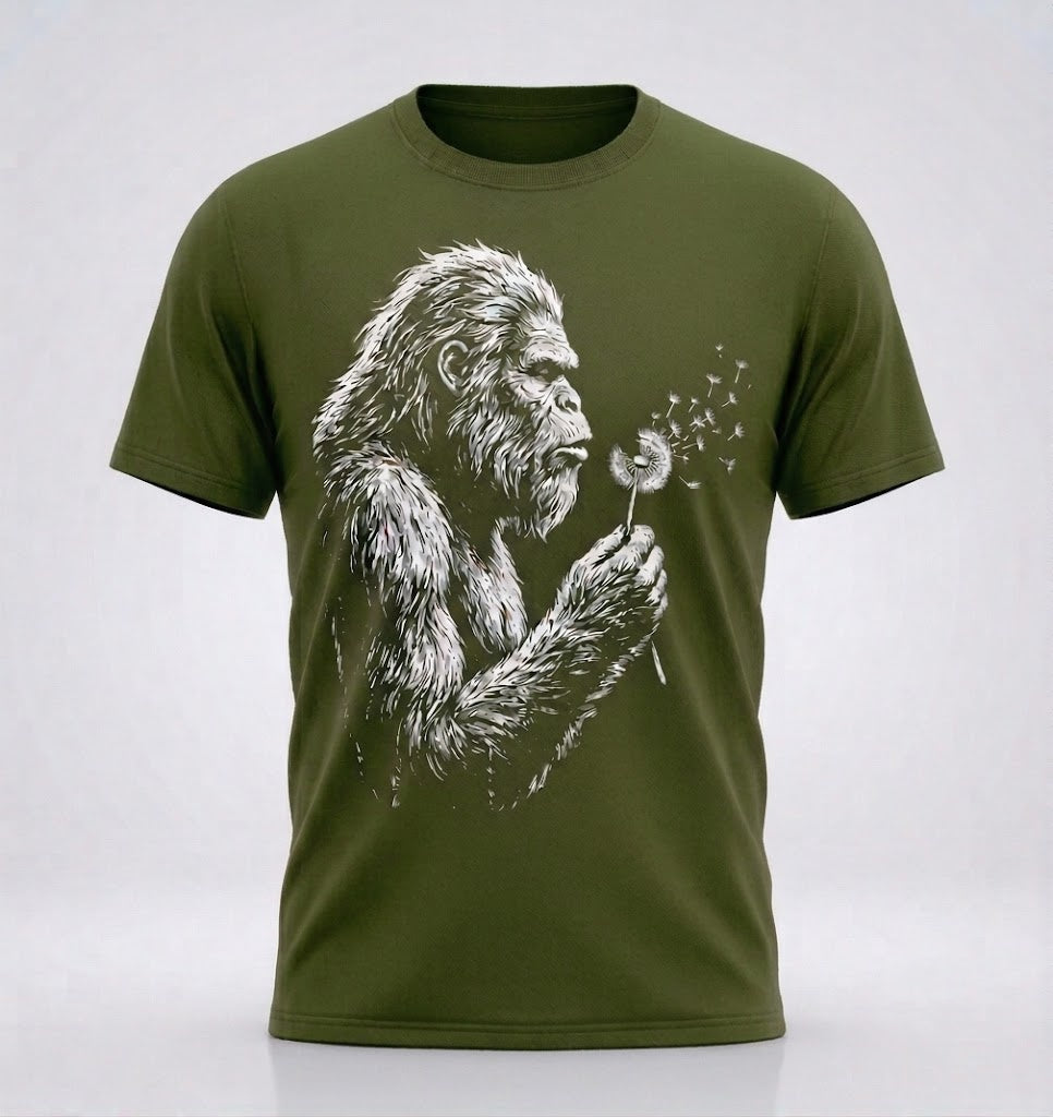 Bigfoot Dandelion Sasquatch Unisex Graphic Cotton T-Shirt Size S-5XL
