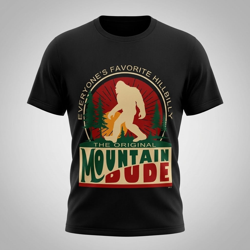 Bigfoot Mountain Dude T-Shirt Men Women Vintage Graphic Cotton Tee Size S-5XL