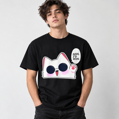 Cute White Cat Sunglasses Graphic T-Shirt Funny Cat Lover Tee Unisex Cotton