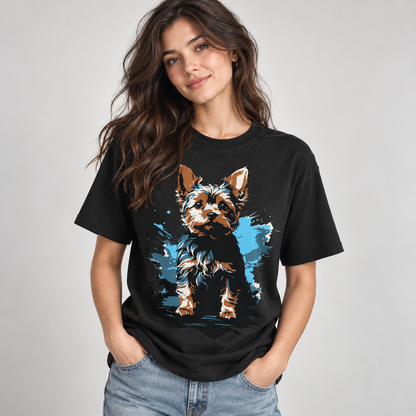 Yorkshire Terrier Dog Graphic T-Shirt for Yorkie Lovers Cute Artistic Pet Tee