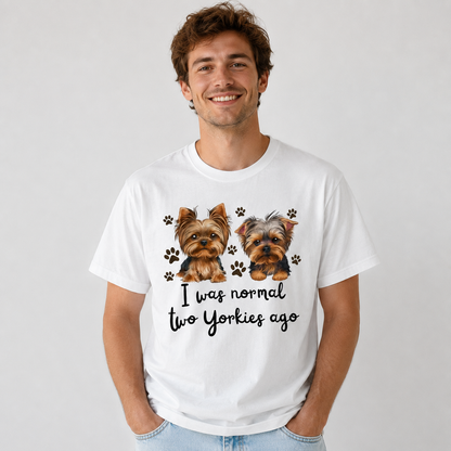 Two Yorkies Dog Lover T-Shirt Unisex Cute Pet Style 100% Cotton Size S-5XL
