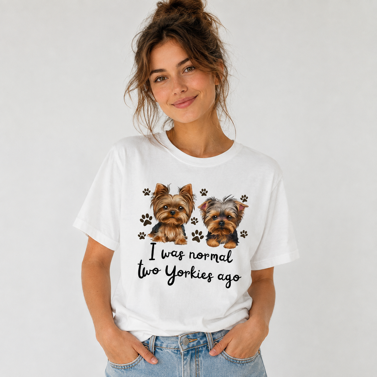 Two Yorkies Dog Lover T-Shirt Unisex Cute Pet Style 100% Cotton Size S-5XL