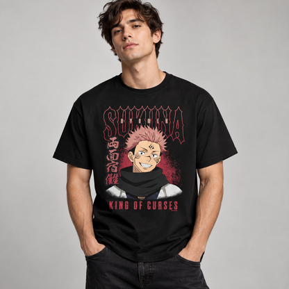 Dark Anime Cursed King Graphic T-Shirt Japanese Style Unisex Cotton Tee