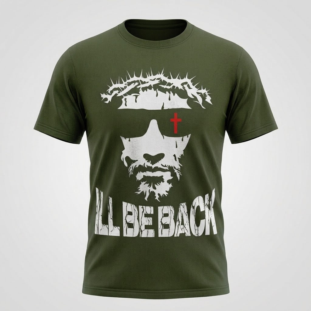 I'll Be Back Jesus Graphic Shirt For Men Women Vintage Cotton Tee S-5XL