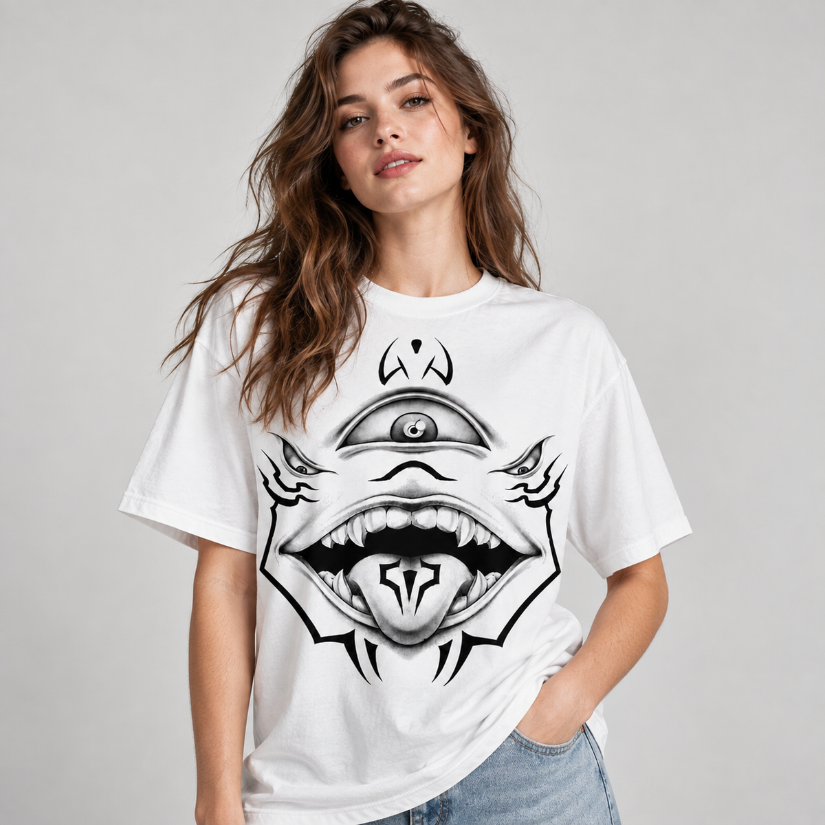 Cyclops Monster Graphic T-Shirt Gothic Tattoo Style Fantasy Horror Tee