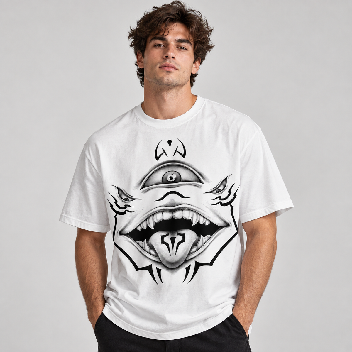 Cyclops Monster Graphic T-Shirt Gothic Tattoo Style Fantasy Horror Tee
