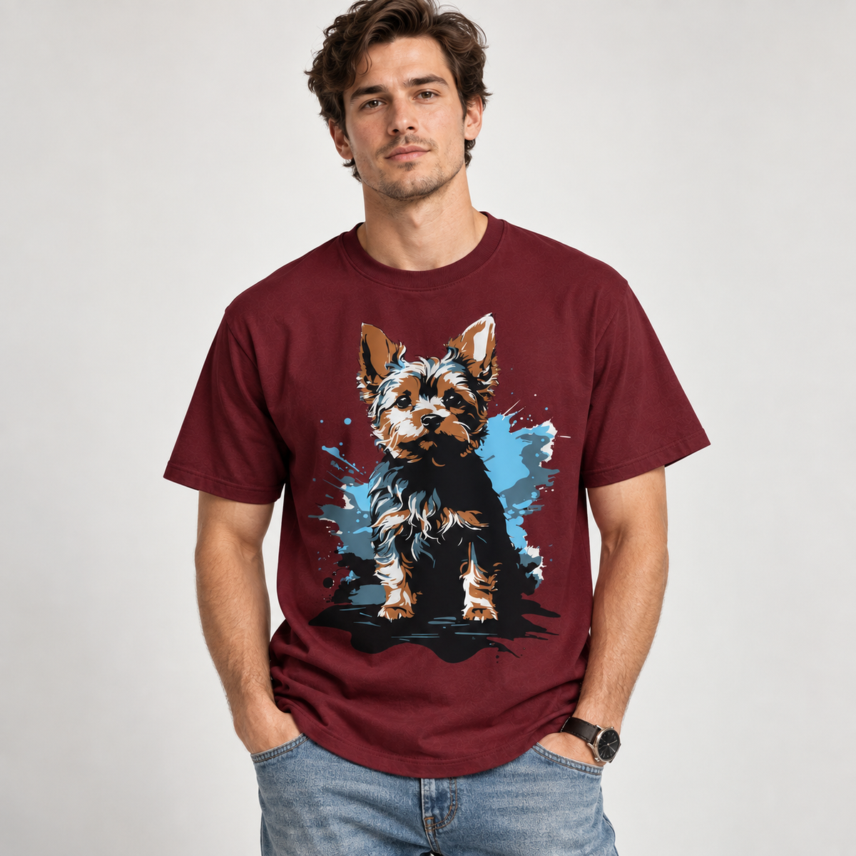 Yorkshire Terrier Dog Graphic T-Shirt for Yorkie Lovers Cute Artistic Pet Tee