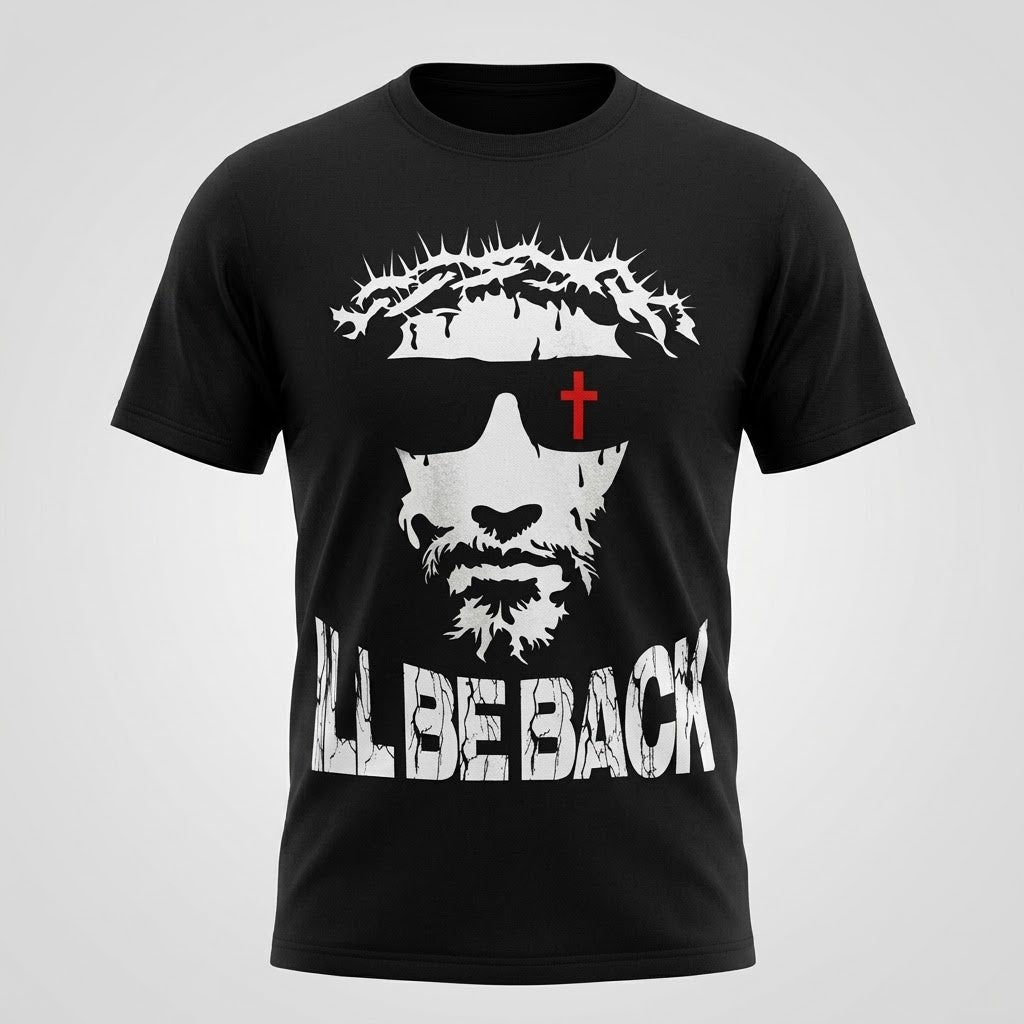 I'll Be Back Jesus Graphic Shirt For Men Women Vintage Cotton Tee S-5XL