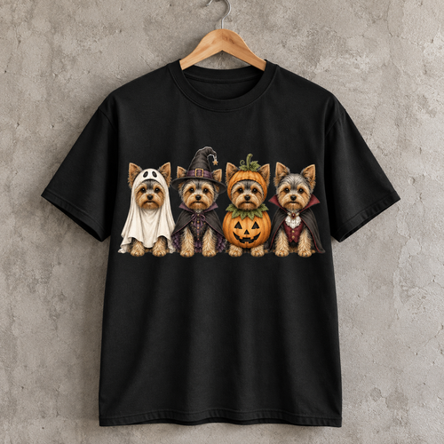 Yorkshire Terrier Halloween T-Shirt Cute Yorkie Costume Graphic Tee for Dog Lovers