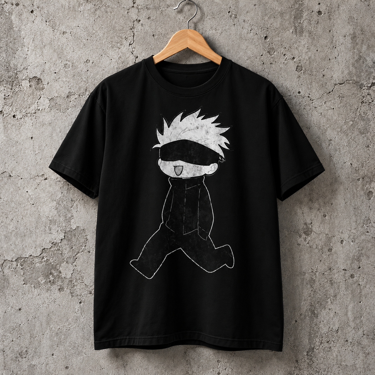 Funny Blindfold Character Graphic T-Shirt Cute Manga Style Unisex Cotton Tee