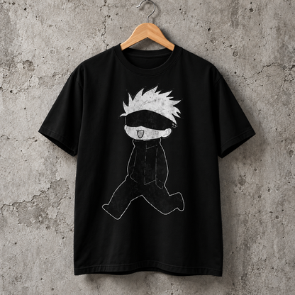 Funny Blindfold Character Graphic T-Shirt Cute Manga Style Unisex Cotton Tee