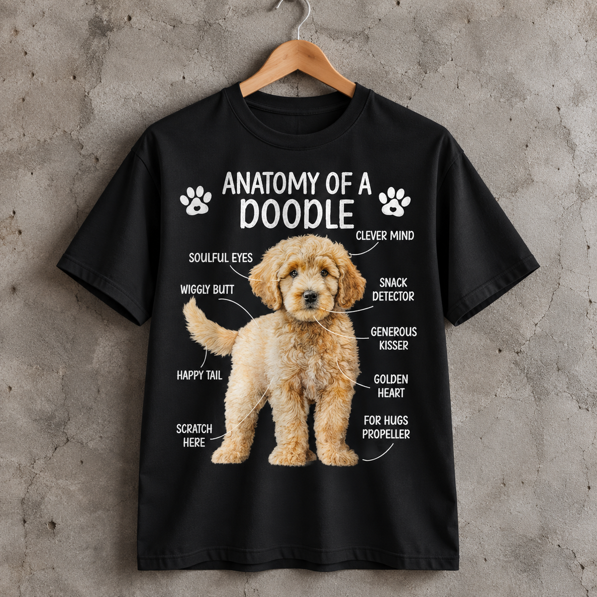 Anatomy of a Doodle T-Shirt Funny Doodle Dog Graphic Tee for Dog Lovers