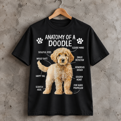 Anatomy of a Doodle T-Shirt Funny Doodle Dog Graphic Tee for Dog Lovers