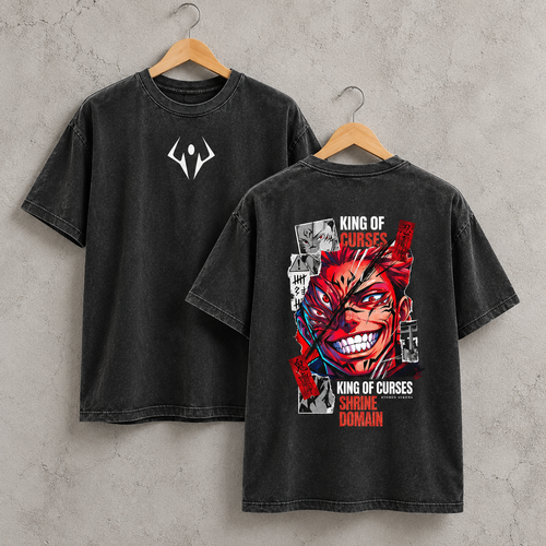 Dark Curse King Anime Inspired Washed T-Shirt