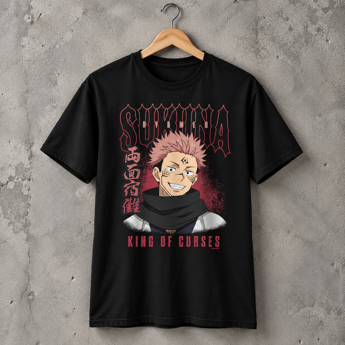 Dark Anime Cursed King Graphic T-Shirt Japanese Style Unisex Cotton Tee