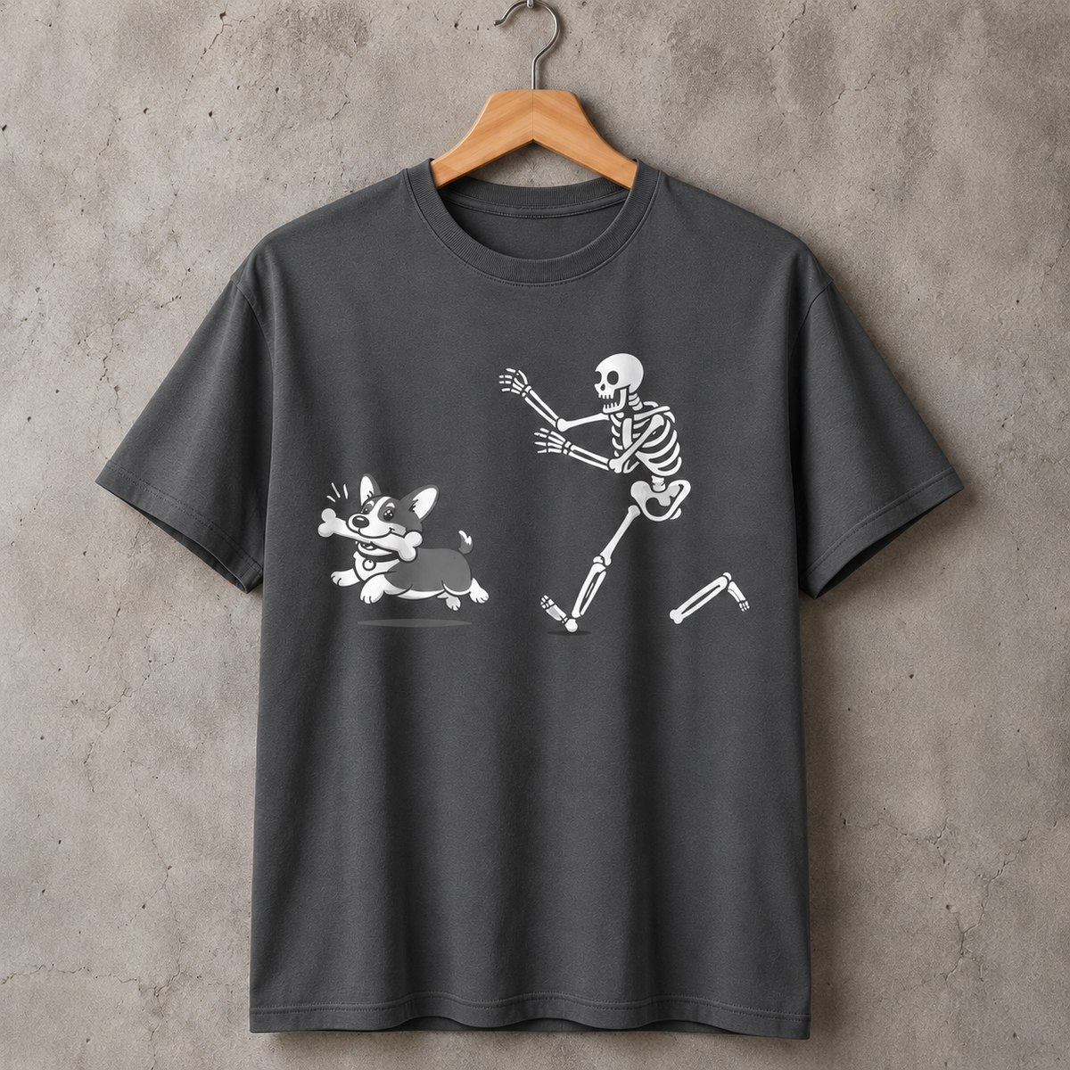 Funny Corgi Skeleton T-Shirt for Dog Lovers Halloween Graphic Tee Sizes S-5XL