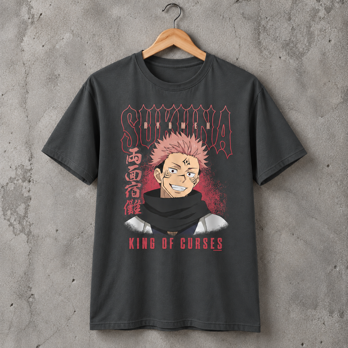 Dark Anime Cursed King Graphic T-Shirt Japanese Style Unisex Cotton Tee
