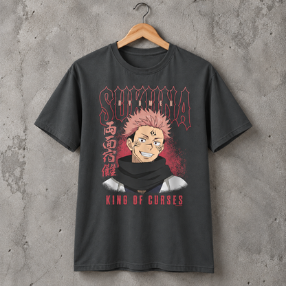Dark Anime Cursed King Graphic T-Shirt Japanese Style Unisex Cotton Tee