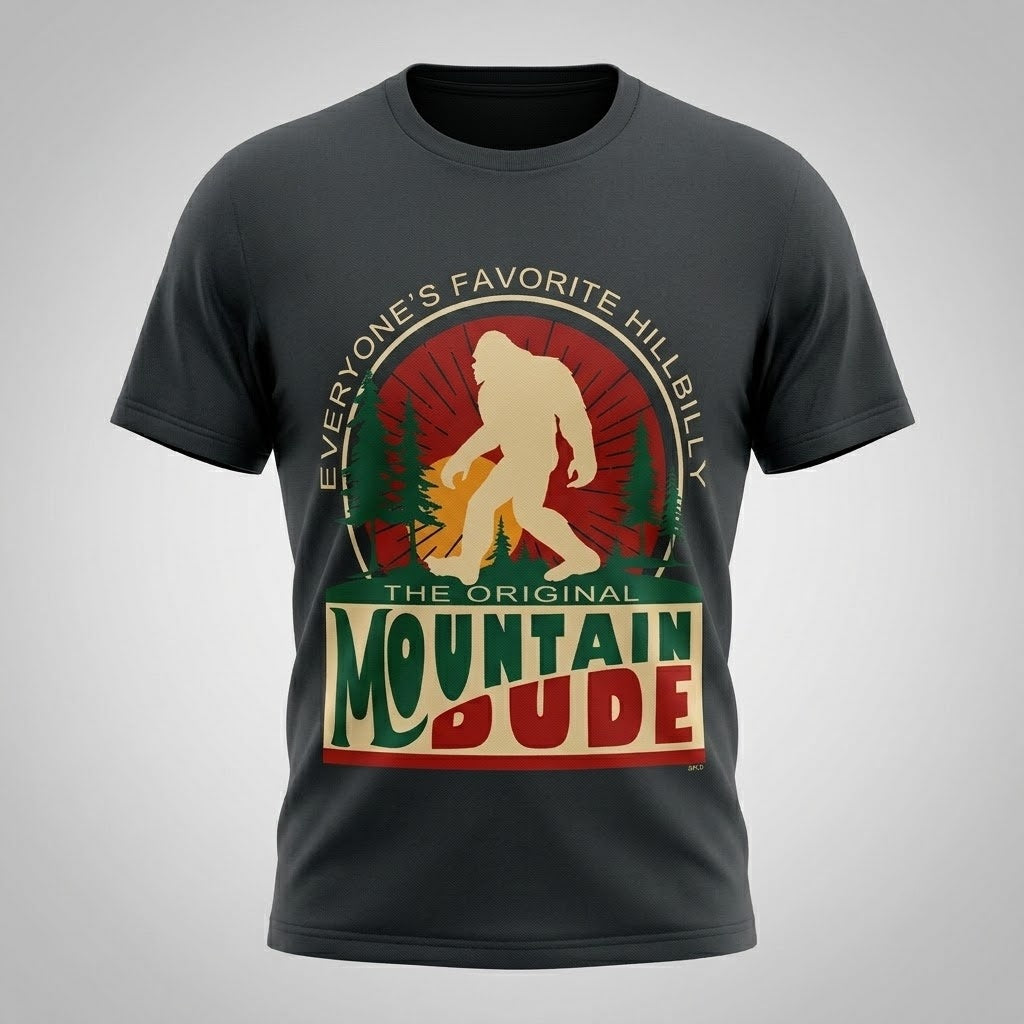 Bigfoot Mountain Dude T-Shirt Men Women Vintage Graphic Cotton Tee Size S-5XL