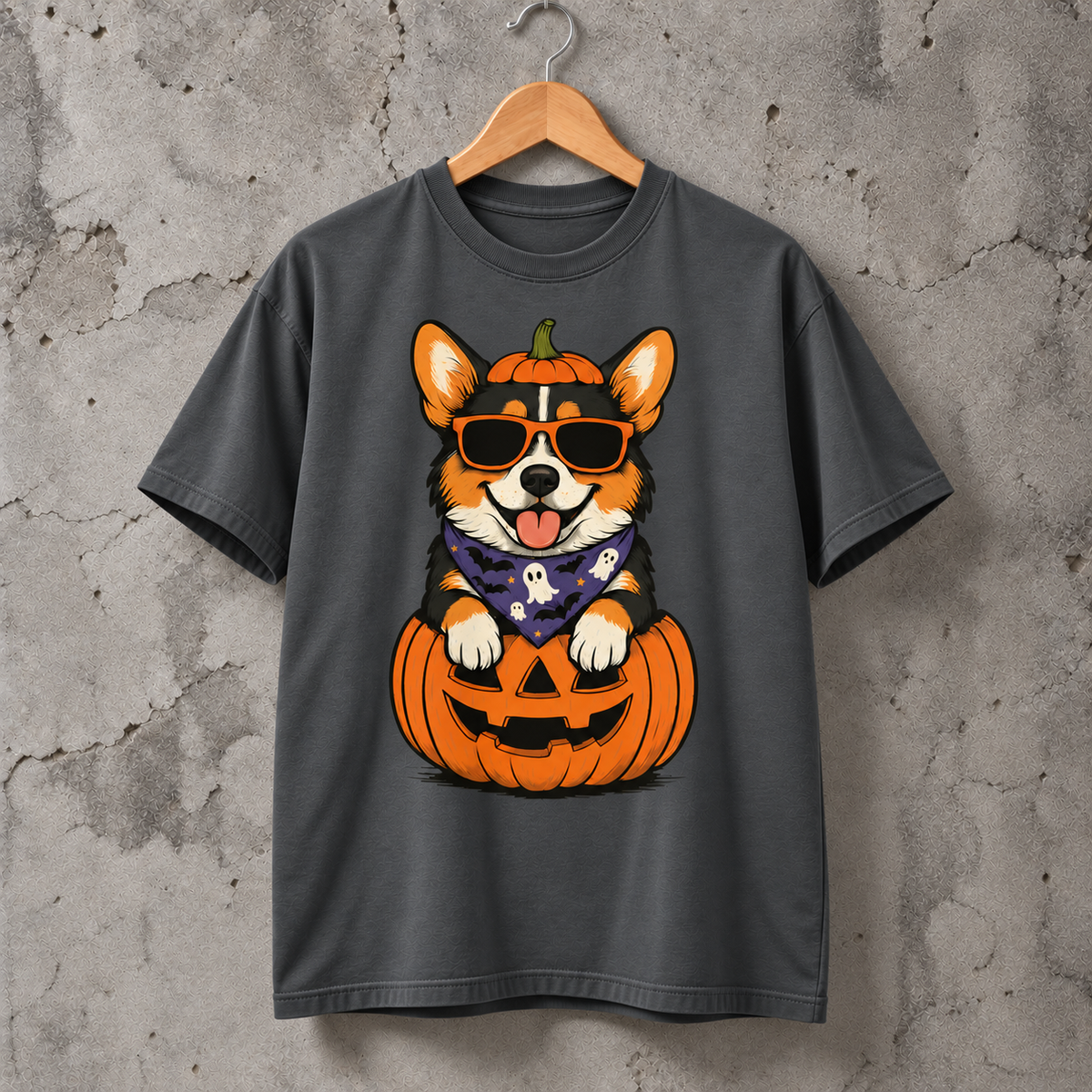 Halloween Corgi Pumpkin Graphic T-Shirt Cute Spooky Dog Lover Tee