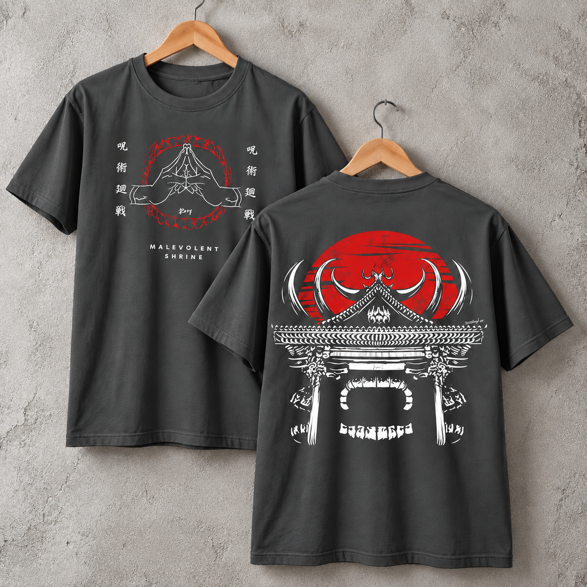 Dark Japanese Shrine Graphic T-Shirt Red Sun Gothic Art Unisex Tee