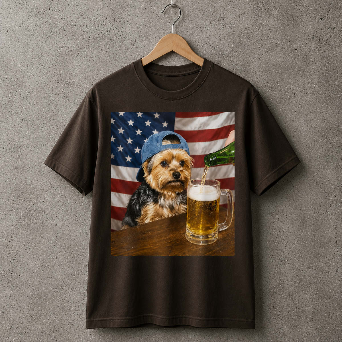 Yorkie Dog Lover Patriotic Graphic Tee USA Style 100% Cotton Size S-5XL