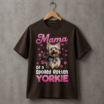 Yorkie Mama Dog Lover Graphic Tee Cute Pet Style 100% Cotton Size S-5XL
