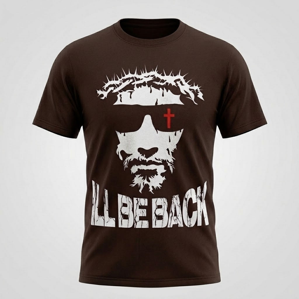 I'll Be Back Jesus Graphic Shirt For Men Women Vintage Cotton Tee S-5XL