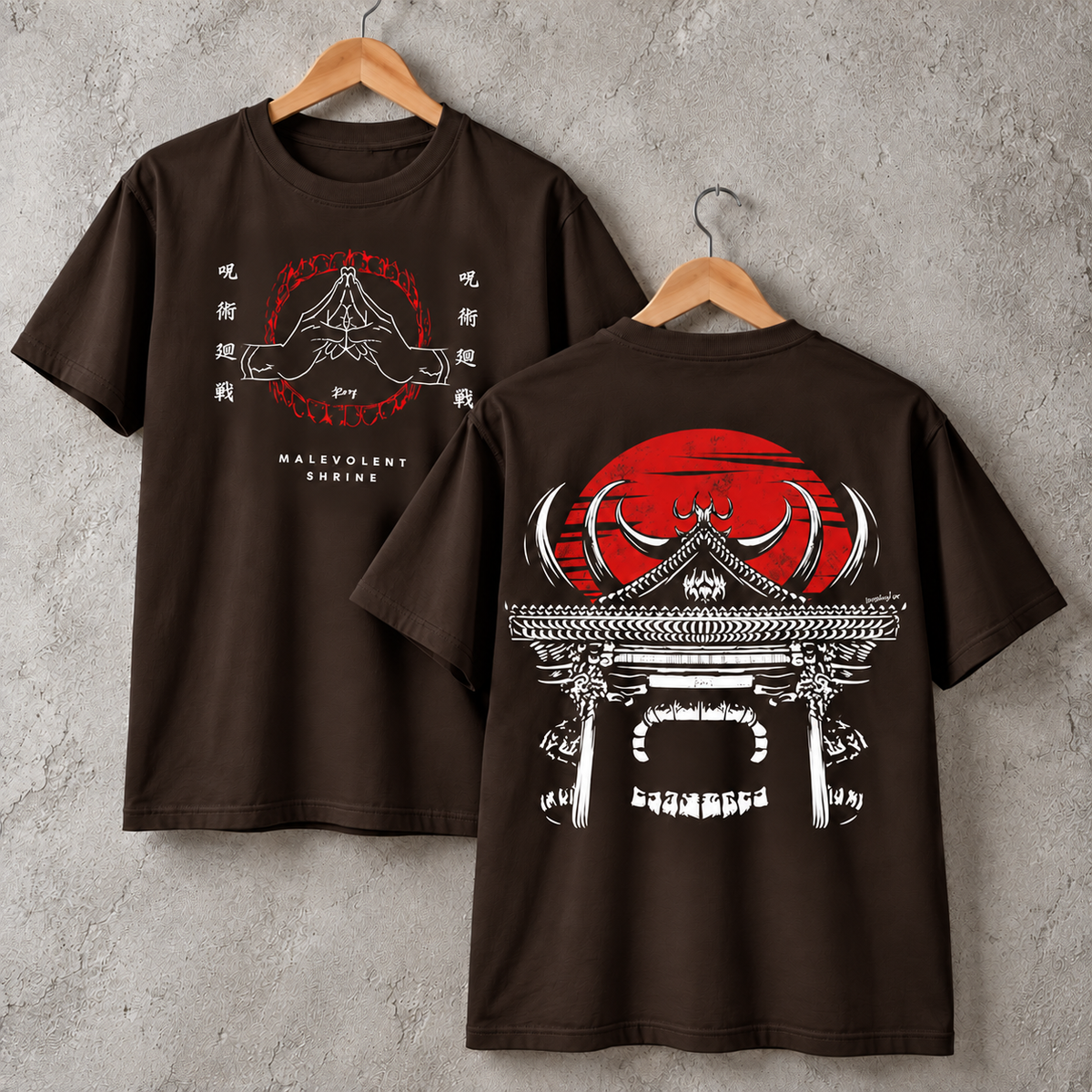Dark Japanese Shrine Graphic T-Shirt Red Sun Gothic Art Unisex Tee
