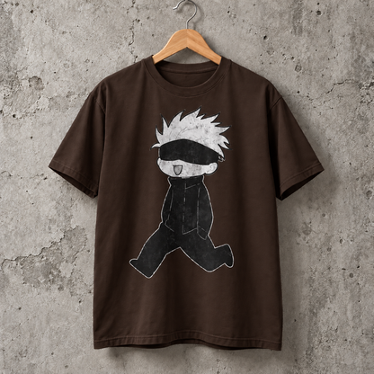 Funny Blindfold Character Graphic T-Shirt Cute Manga Style Unisex Cotton Tee