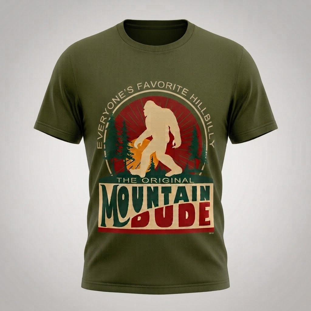 Bigfoot Mountain Dude T-Shirt Men Women Vintage Graphic Cotton Tee Size S-5XL