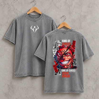 Dark Curse King Anime Inspired Washed T-Shirt