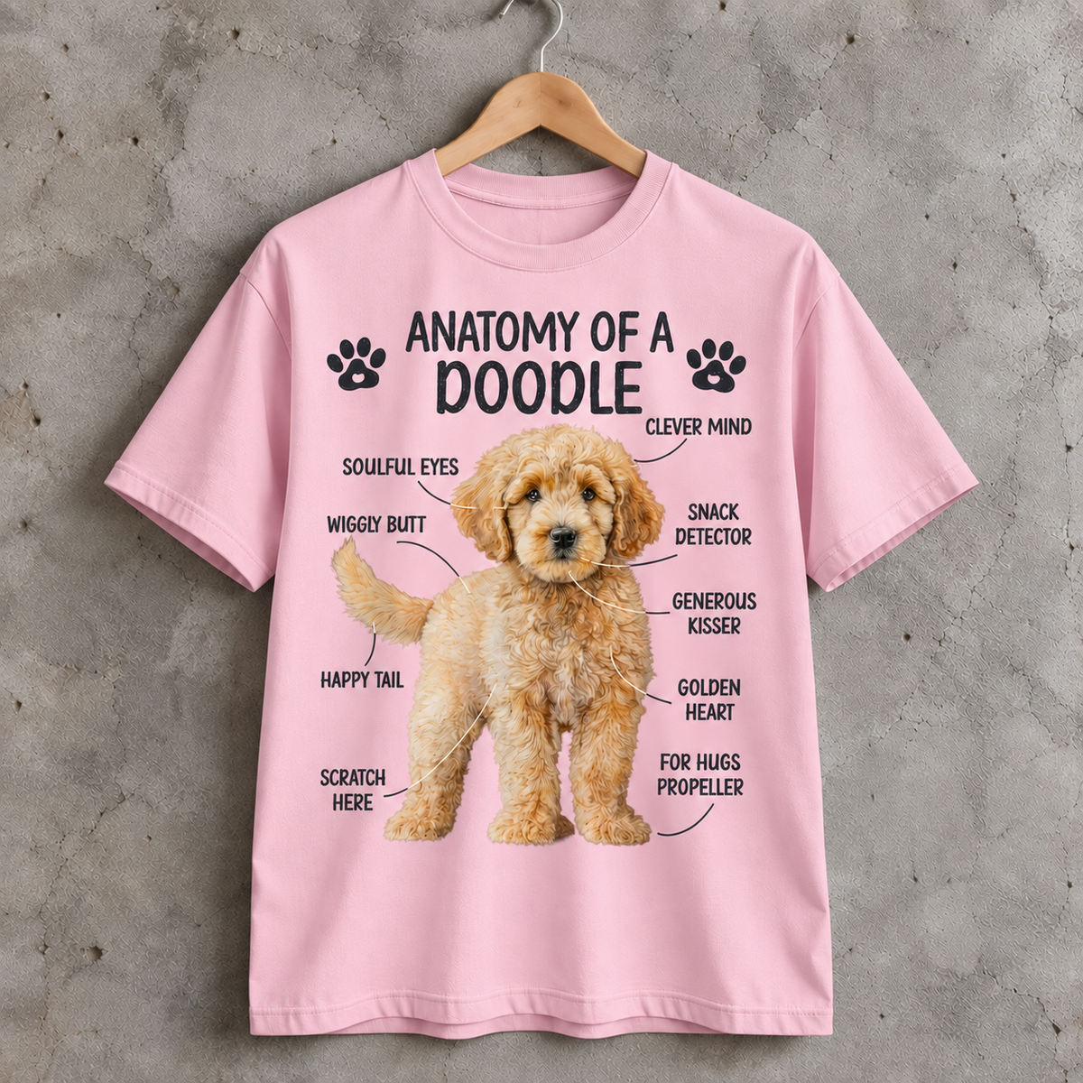 Anatomy of a Doodle T-Shirt Funny Doodle Dog Graphic Tee for Dog Lovers