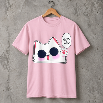 Cute White Cat Sunglasses Graphic T-Shirt Funny Cat Lover Tee Unisex Cotton