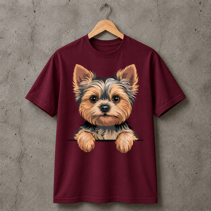 Cute Yorkie T-Shirt for Dog Lovers Classic Graphic 100% Cotton Size S-5XL