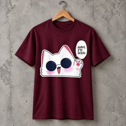 Cute White Cat Sunglasses Graphic T-Shirt Funny Cat Lover Tee Unisex Cotton