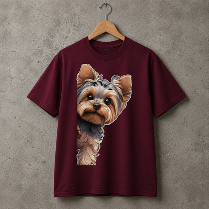 Yorkie Dog Lover Graphic Tee Cute Pet Style 100% Cotton Size S-5XL