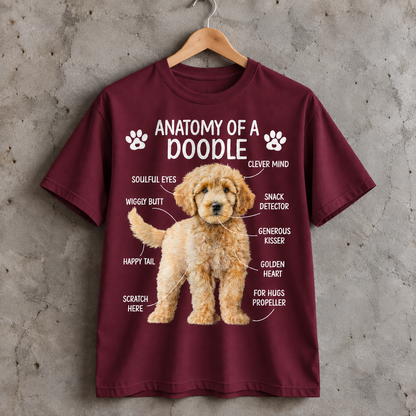 Anatomy of a Doodle T-Shirt Funny Doodle Dog Graphic Tee for Dog Lovers
