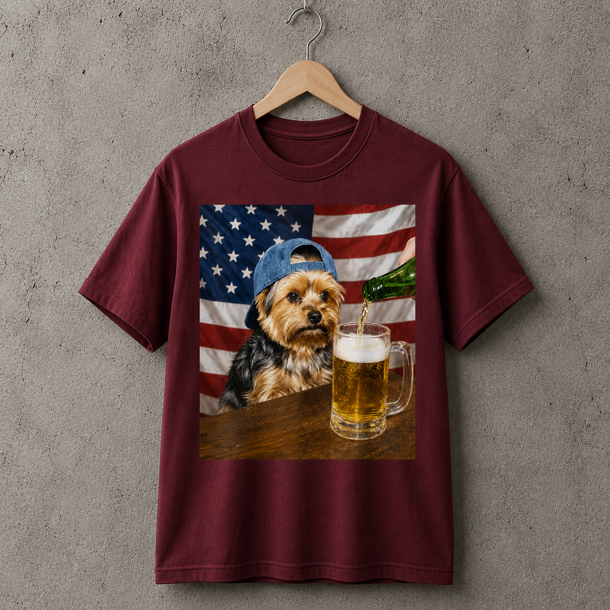 Yorkie Dog Lover Patriotic Graphic Tee USA Style 100% Cotton Size S-5XL