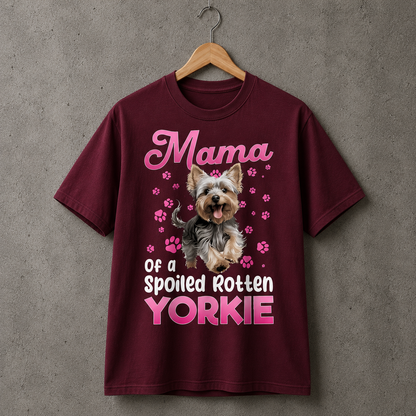Yorkie Mama Dog Lover Graphic Tee Cute Pet Style 100% Cotton Size S-5XL
