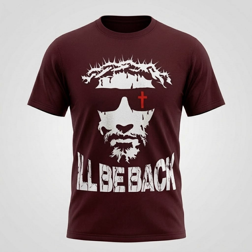 I'll Be Back Jesus Graphic Shirt For Men Women Vintage Cotton Tee S-5XL