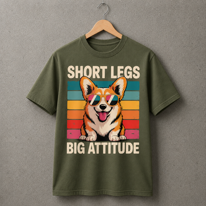 Funny Corgi Dog Lover T-Shirt Retro Sunset Style, 100% Cotton Size S-5XL