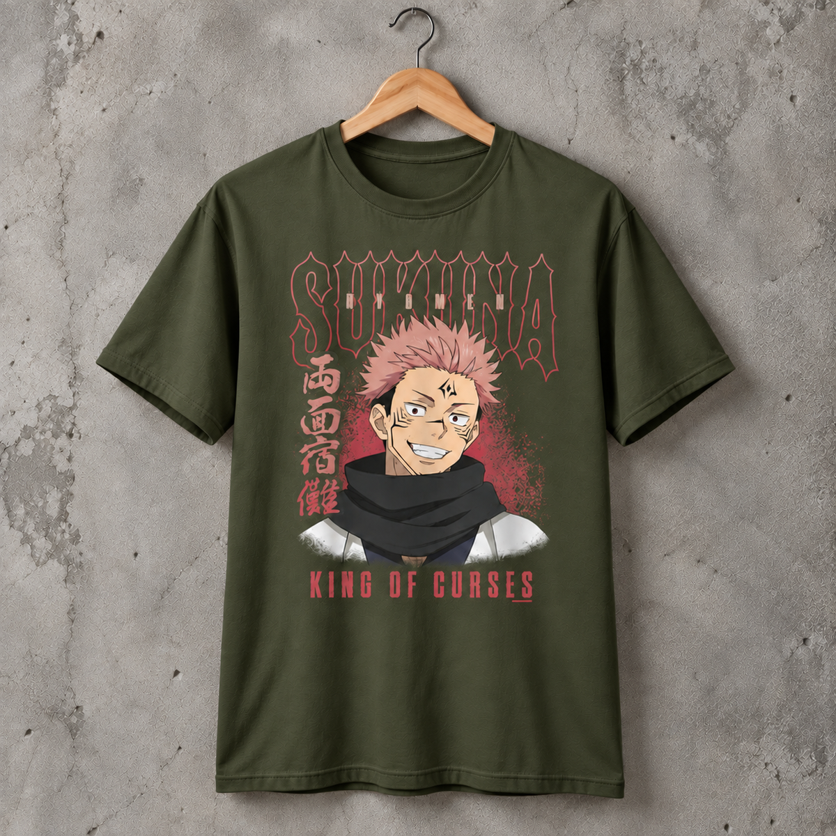 Dark Anime Cursed King Graphic T-Shirt Japanese Style Unisex Cotton Tee