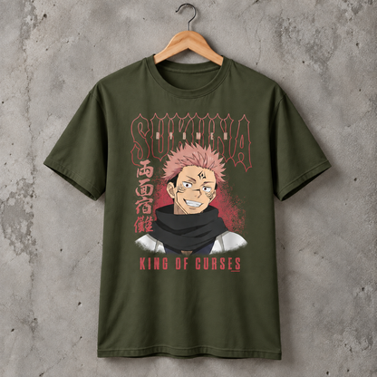 Dark Anime Cursed King Graphic T-Shirt Japanese Style Unisex Cotton Tee