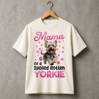 Yorkie Mama Dog Lover Graphic Tee Cute Pet Style 100% Cotton Size S-5XL