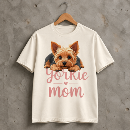 Yorkie Mom Cute Dog Graphic T-Shirt for Women, Casual Pet Lover Gift Tee