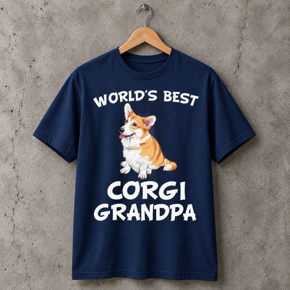 Corgi Grandpa Dog Lover Funny Graphic Tee 100% Cotton Size S-5XL